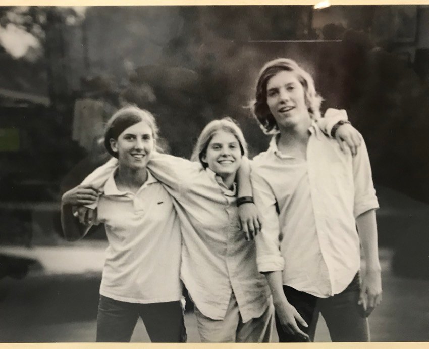 Jonathan Brooking as a teenager with his sisters.